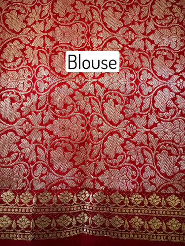 Lightweight Banarasi Katan Silk Saree | Red | Gold Zari | Handwoven | Silk Mark Certified | Ships from California